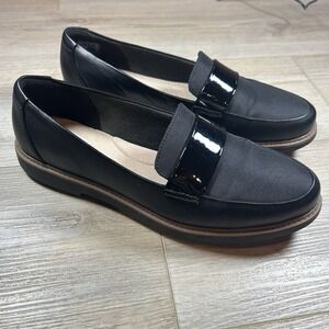 Clarks Collection Raisie Arlie Leather Loafer Soft Cushion Women's 10 Black‎